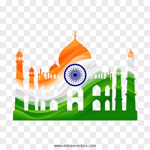 Taj Mahal Silhouette Indian Flag Colors Png