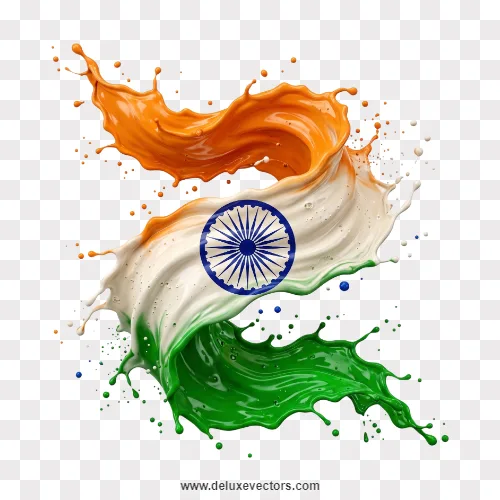 Tricolor Liquid Paint Splash Ashoka Chakra