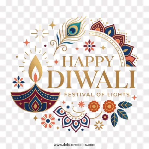 Happy Diwali Typography Festive Design PNG