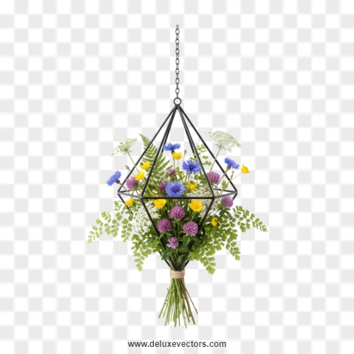 Hanging Black Geometric Flower Decor PNG
