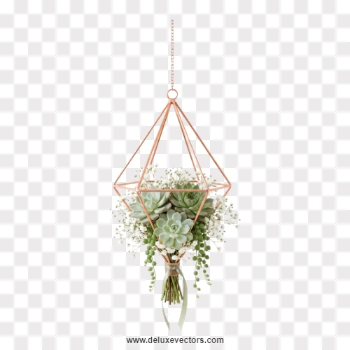 Hanging Diamond Terrarium Flowers PNG