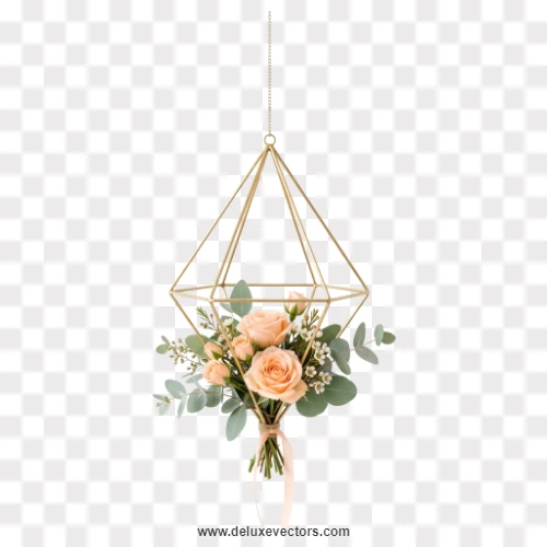 Hanging Gold Geometric Flower Decor PNG