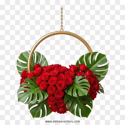 Hanging Hoop Flower Ring Decor PNG