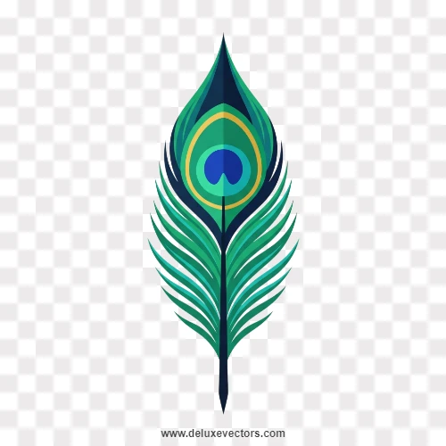 Minimalist Peacock Feather Vector PNG