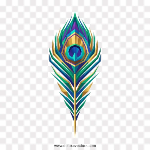 Ornate Gold Peacock Feather Illustration PNG