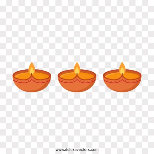 Row of Three Clay Diyas Clipart PNG
