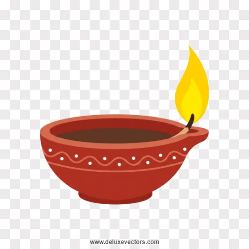 Simple Clay Diya Lamp Vector PNG